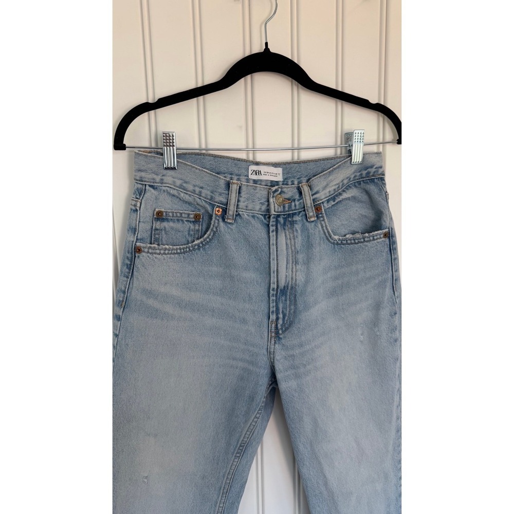 Zara denim jeans light wash mom wide leg baggy straight 90s boyfriend pants
